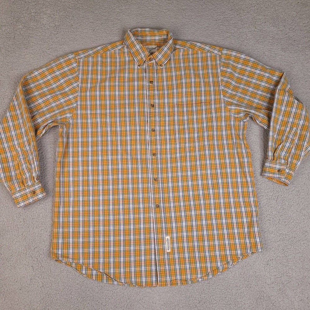 Vintage Abercrombie & Fitch Shirt Mens Large Orange Plaid Reliable Outdoor Goods